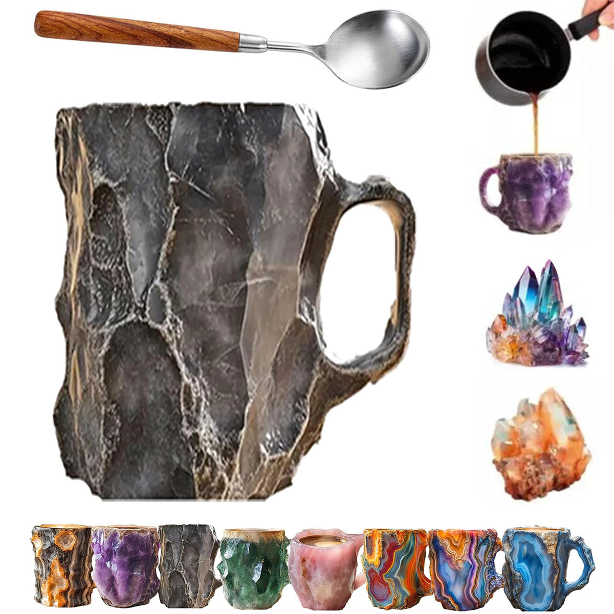 GDSAFS Mookom Mugs 2025 New Mineral Crystal Coffee Mugs Natural Crystal Mineral Coffee Mugs Colorful Crystal Christmas Mugs Elegant Christmas Gift for Home Office (F)