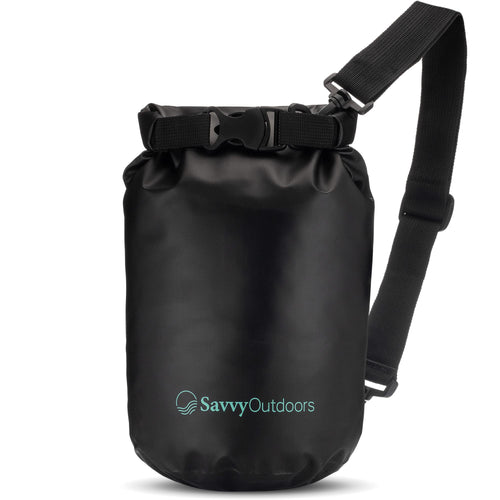 Savvy Outdoors Waterproof Dry Bag - Dry Bags for Food & Gear Stuff Sacks for Backpacking and Camping Equipment Waterproof Bag for Beach Boating Kayaking (5L Black)