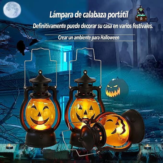 Portable Pumpkin Skull Oil Lamp for Halloween Decor