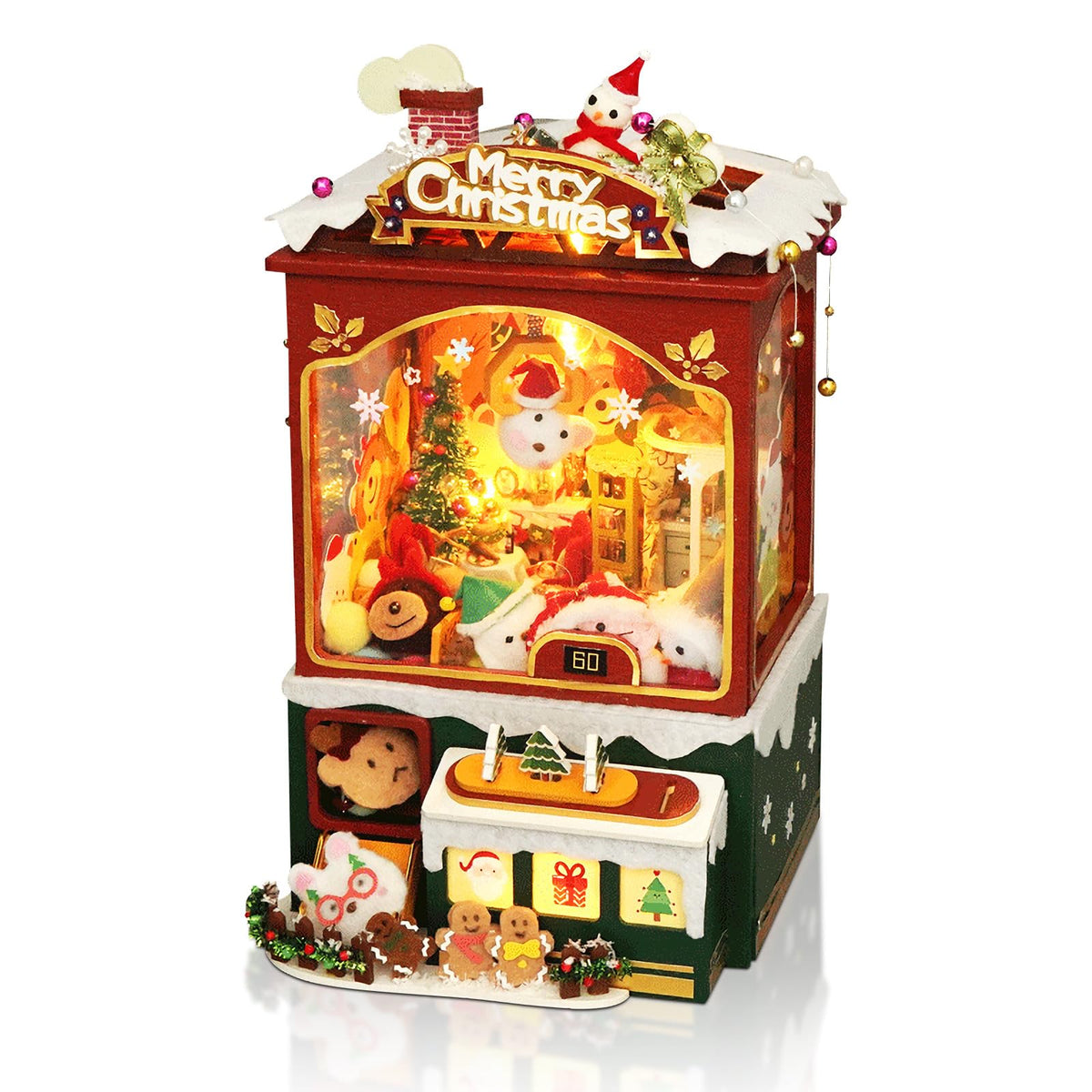 Foyucool DIY Miniature House Kits Tiny House Kit with Christmas Music Box Doll House Kits for Adults to Building Unique Gift for Birthday Christmas Day