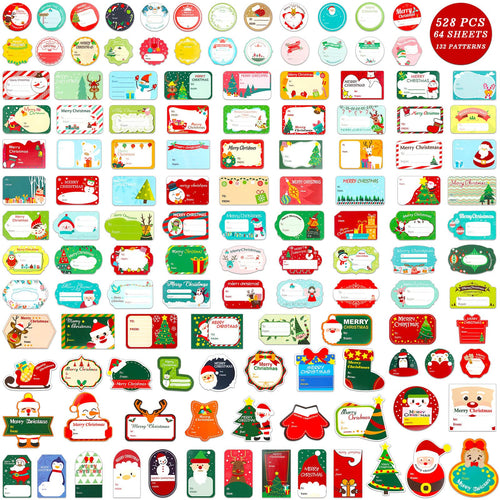 Acejoz 528 Pieces Christmas Gift Tags Stickers Self Adhesive Christmas Tags Sticker Labels Name Tags Labels for Christmas Gift Wrapping