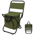 FUNDANGO Small Fishing Chair with Cooler Bag Lightweight Camping Chair Compact Fishing Stool with Backrest for RV Hiking Travel Hunting Ice Fishing Gifts Gear for Men Supports 265 lbs