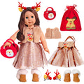 18-inch Doll-Clothes Set - Christmas Costumes with Shoes Headwear and Elk Gift Bag