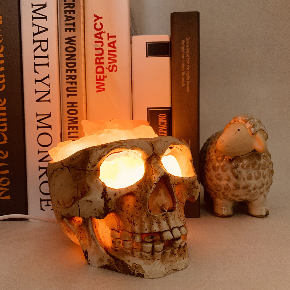 Resin Skull Rock Lamp - Halloween Home Decor Night Light