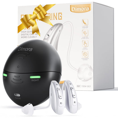 Rechargeable Hearing Aids for Seniors Adults-Dimora BTE Earing Aid (Not Amplifiers) with 16-Channel Sound Processing for Superior Sound Quality Noise Canceling Digital Hearing Assist Easy to UseOver-the-Counter(FSA or HSA eligible)
