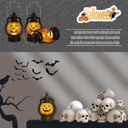 Portable Pumpkin Skull Oil Lamp for Halloween Decor