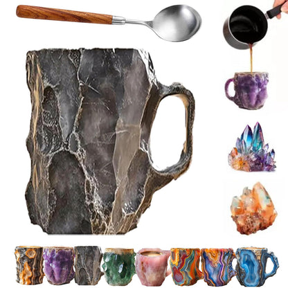 GDSAFS Mookom Mugs 2025 New Mineral Crystal Coffee Mugs Natural Crystal Mineral Coffee Mugs Colorful Crystal Christmas Mugs Elegant Christmas Gift for Home Office (F)