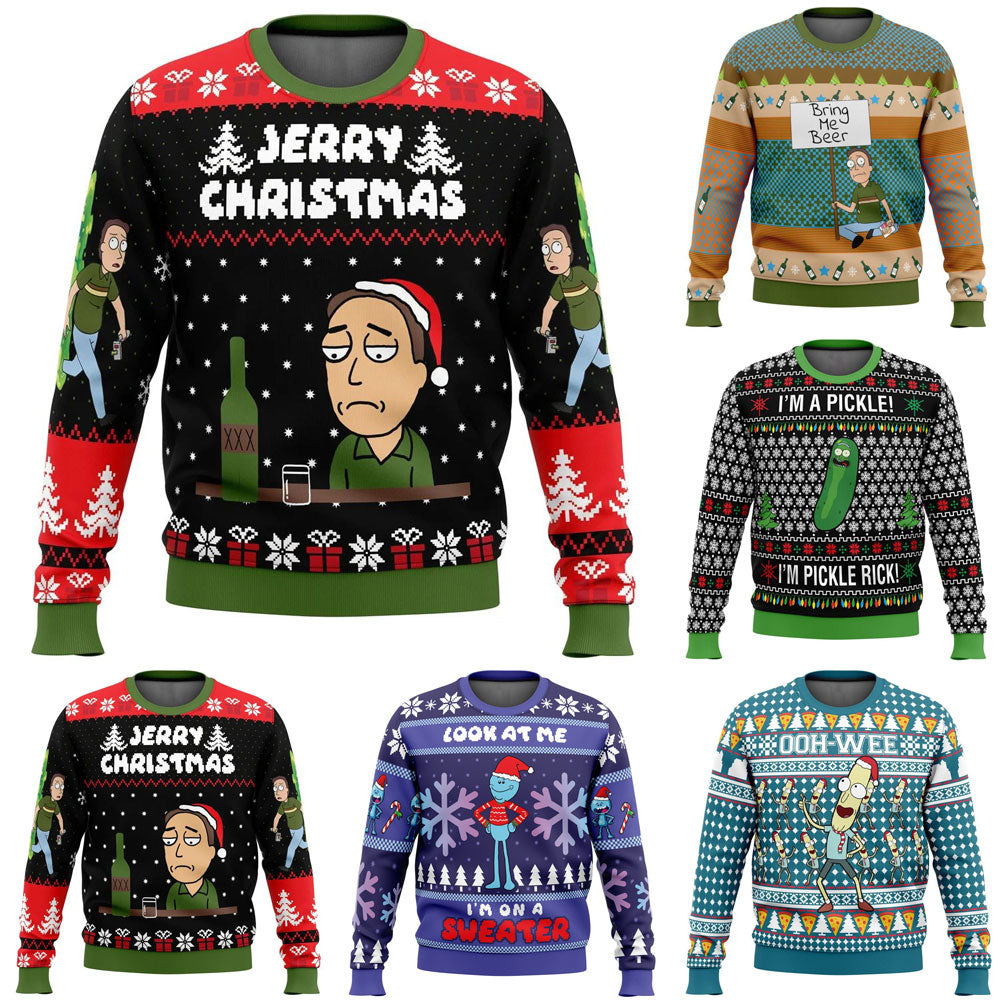 Pickle Rick Ugly Christmas Sweatshirt for Men and Women