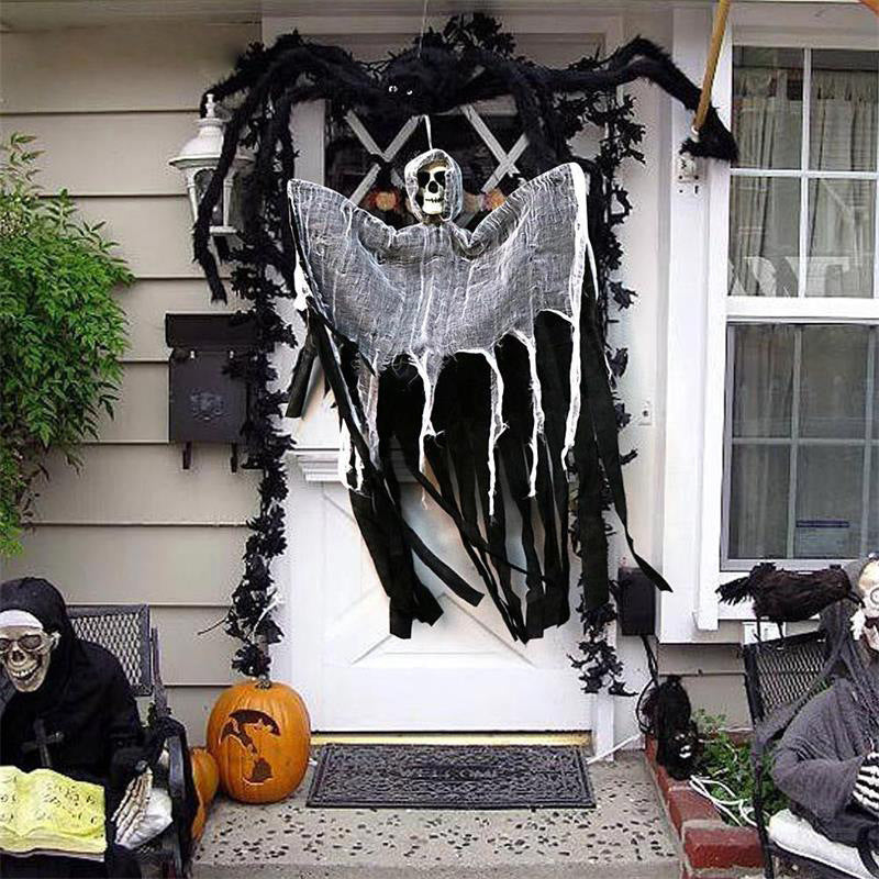 Holiday Door Curtain with Hanging Ghost Pendant Decor