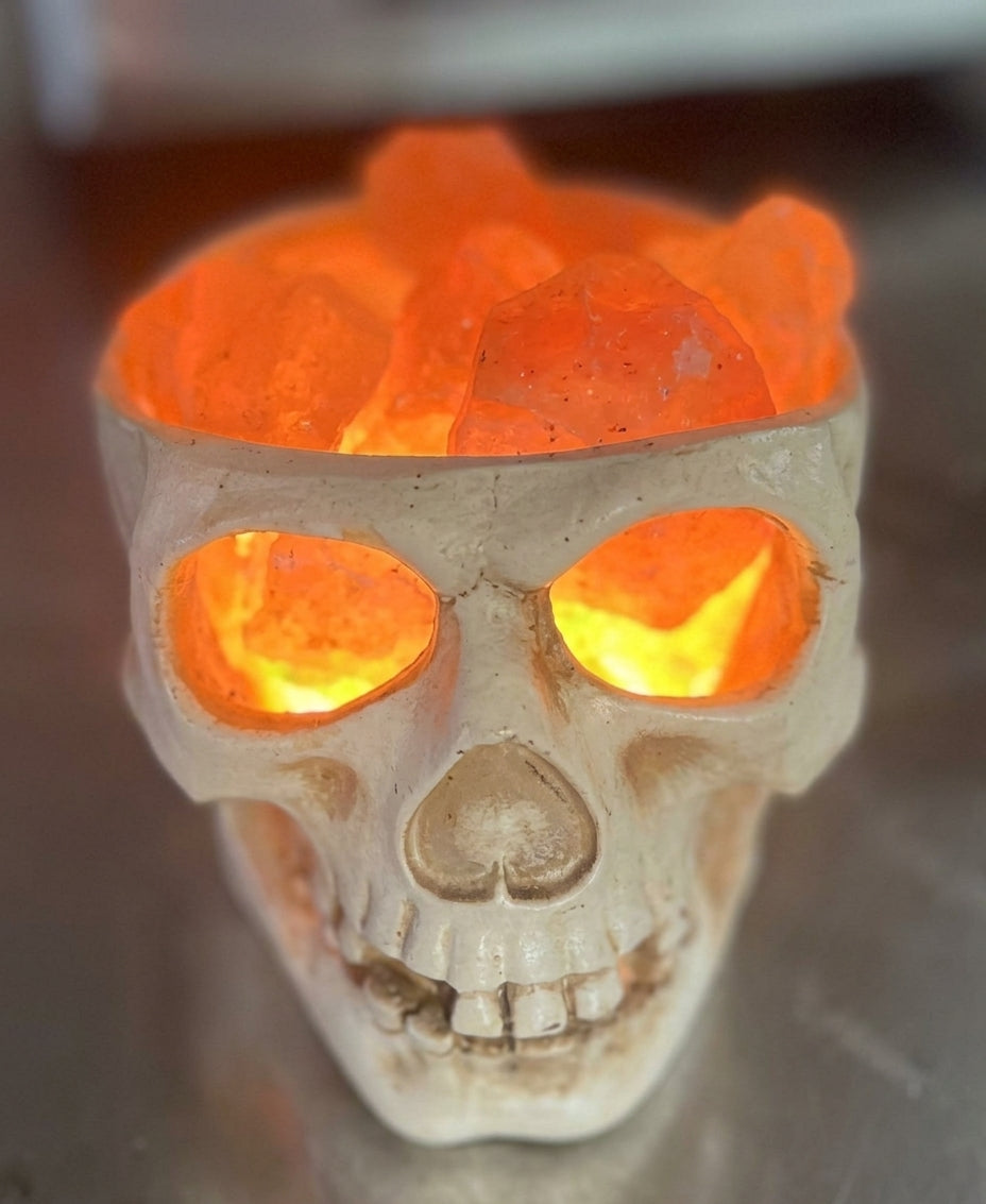 Resin Skull Rock Lamp - Halloween Home Decor Night Light